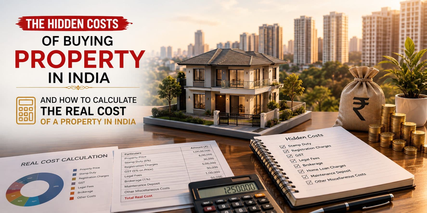 How to calculate the real cost of property in India using carpet area, builder charges, taxes, interiors and carrying costs